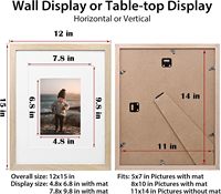Cadre photo 11x14 en bois massif naturel avec acrylique, 5x7, 8x10, avec passe-partout, pour table ou mur, lot de 4