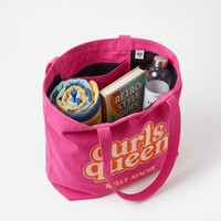 Sac fourre-tout en coton personnalisé, rose fuchsia rétro, robuste, avec poche intérieure zippée, idéal pour la plage et les courses