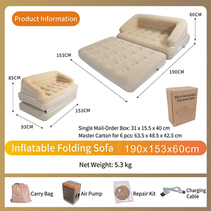 Sofá Cama Inflable para Exteriores con Respaldo Elevado, Autoinflable, Plegable, Portátil, para Camping y Uso Doméstico - Product Image 5