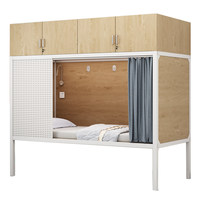 Lit superposé simple haut-bas avec rangement intégré, design minimaliste moderne, cadre en acier galvanisé, sommier discret