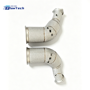 Système d'échappement racing haute performance en acier inoxydable pour Audi RS4 RS5 B9.5 2.9T V6, avec downpipe EA839 bi-turbo et bouclier thermique. - Product Image 2