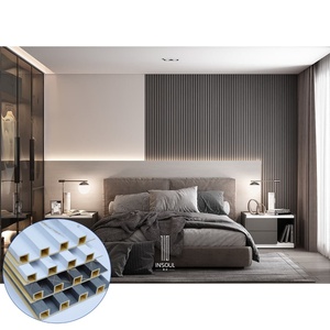 Panneau mural en WPC à latte de bande cannelée <span class=keywords><strong>3D</strong></span> en bambou PVC à texture de noyer en bois de chêne commercial - Product Image 2