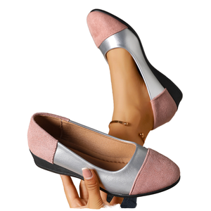 Chaussures QLFashion pour femmes, printemps 2025, été, doublure en mousse, couleur assortie, bouche peu profonde, talon compensé, bout rond, 231 - Product Image 1