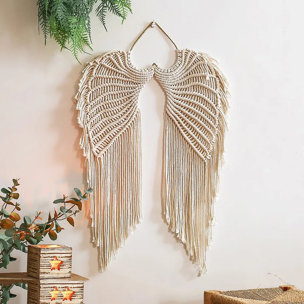Artlady — tapisserie tissées à la main en macramé, attrape-rêve, ailes d'ange, décoration pour chambre d'enfant, cadeau