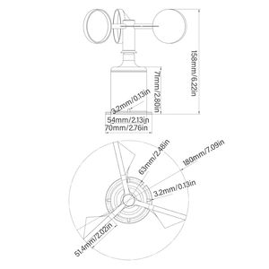 Anemómetro de Plástico YGC-FS1 RS485 con Salida de Voltaje Analógico de 4-20mA 0-5V, Sensor de Velocidad del Viento Económico para Medición en Estaciones Meteorológicas - Product Image 3