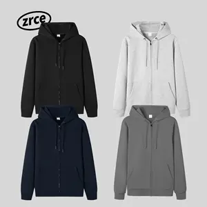 Yüksek kaliteli polar ağır boy Hoodies tişörtü erkekler tasarım özel siyah boş Zip Up fermuarlı kapüşonlu kıyafet