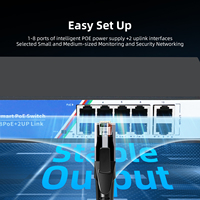 Commutateur PoE rapide Tshield 8 ports, Full-Duplex/Half-Duplex, double rangée, 10/100 Mbps, 2 Gbps, non géré, pour système de caméra de sécurité