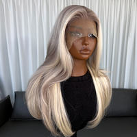 Wig Berlapis Warna Ombre Wig Sintetis Lace Front untuk Wanita Kulit Hitam Futura Hair 13x4 Wig Rambut Sintetis dengan Garis Rambut Alami