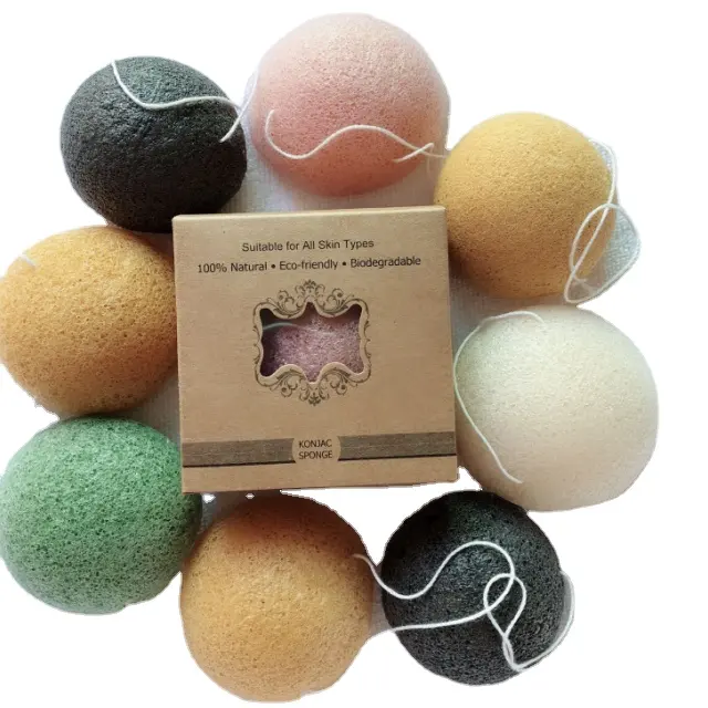 Activated Bamboo Charcoal Konjac Sponge Foam For Sale Konjac Bath Ball Konjac Cosmetic Sponge