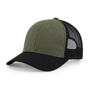 Olive Green Mesh Baseball Cap Adjustable 5-Panel Solid Color Casual <b>Hat</b> for Adults Spring Summer Wear - Product Image 1