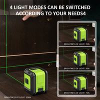 Niveau laser croisé auto-nivelant vert de qualité industrielle et bricolage, 2 lignes, avec réglage de la luminosité