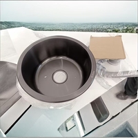 Évier circulaire sous plan de petite taille en acier inoxydable SUS304 épaissi, cuve ronde pour îlot, balcon, comptoir de bar, cuve simple
