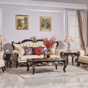 Clásico Chesterfield sofás de madera de talla de cuero antiguo Reyes sofá - Product Image 2