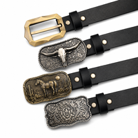 Boucle de ceinture en métal antique gravée étoile de shérif western OEM, style cuir noir pour homme, pour le rodéo