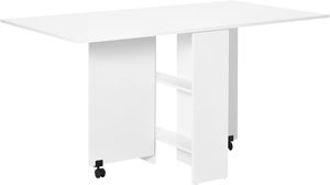 Table <span class=keywords><strong>console</strong></span> blanche <span class=keywords><strong>extensible</strong></span> table à manger carrée pliable sur roulettes avec étagère de <span class=keywords><strong>rangement</strong></span> - Product Image 3