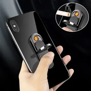 USB Cigarette magnetic phone holder car mount stand phone case ring lighter