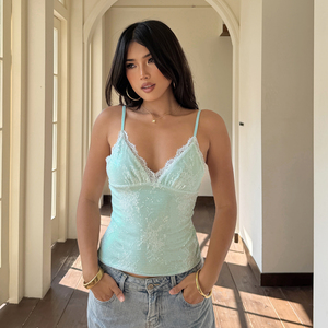 Mint Green <b>Sequin</b> Spaghetti Strap <b>Crop</b> Camisole <b>Top</b> Y2K Glitter Beach Party Festival Cute Casual Daily Wear - Product Image 4