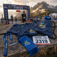 Kit d'accessoires personnalisés pour événement de course de marathon : Médaille de finisseur, T-shirt, Sac à cordon, Serviette, Dossard, Logo personnalisé, Équipement de course
