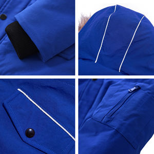 Veste d'hiver décontractée pour garçons <span class=keywords><strong>Parka</strong></span> bouffante imperméable coupe-vent avec manteaux solides à capuche en fausse fourrure - Product Image 4