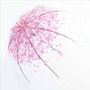 Vente en gros Parapluie pliant moderne transparent imprimé fleurs pour adultes avec contrôle semi-automatique pour filles - Product Image 1