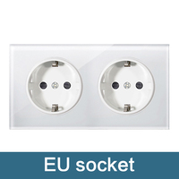 Prises murales électriques rondes en verre trempé noir, or et blanc UK/EU Max avec ports RJ45 et CT5, courant 13A, tension 220V