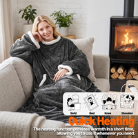 Couverture chauffante portable avec poche pour les pieds, en flanelle sherpa, chauffage rapide, température réglable pour une utilisation en intérieur et en extérieur en hiver
