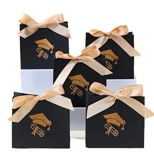 <span class=keywords><strong>Caja</strong></span> de Graduación Personalizada, Cajas de Papel Negras y Doradas Estilo Origami para Dulces, Embalaje de Regalos para Fiestas y Ocasiones Especiales - Product Image 5