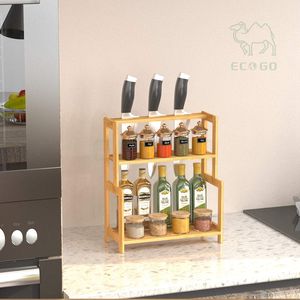 Estante de especias de 3 niveles de alta calidad, soporte de especias de bambú, estante de especias de Bambú - Product Image 2