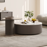 Meubles de salon plaque de roche table basse ronde en acier inoxydable design de luxe leger pour grandes et petites familles