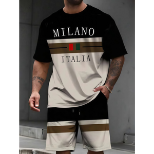 Conjunto Deportivo de Dos Piezas con Estampado Puff: Chaqueta Cortavientos y Pantalones Cortos, Chándal con Capucha y Cremallera Reflectante para Hombre - Product Image 4