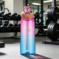 Bouteille en plastique Tritan+PP sans BPA de qualité alimentaire, étanche, options de parfum, prête pour la randonnée, isolation thermique, conception de couvercle à ouverture rapide