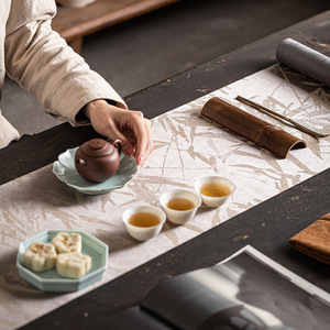 Zen-inspired Tea <b>Table</b> <b>Runner</b> Waterproof Traditional Chinese Style Dry Brewing Mat for Kung Fu Tea Set Accessories - Product Image 1