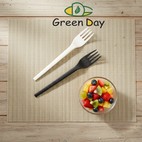 Greenday Biologisch afbreekbaar wegwerpbare bestekset op maat gemaakte kleur PLA vork voor cake & fruit voor restaurant & picknick & feesten & vliegtuig
