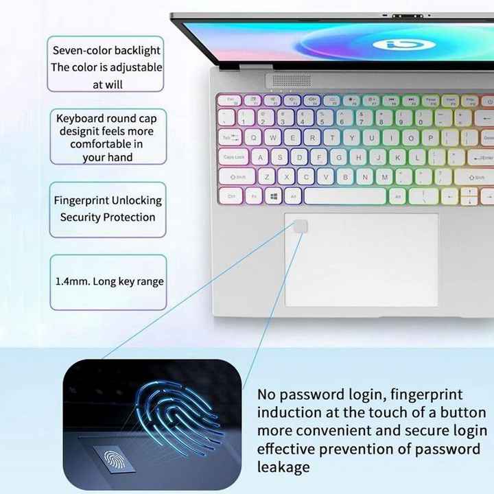 32GB+2TB Dual Screen Business Laptop 180 Opening and Closing RGB Backlit Keyboard Intel N100