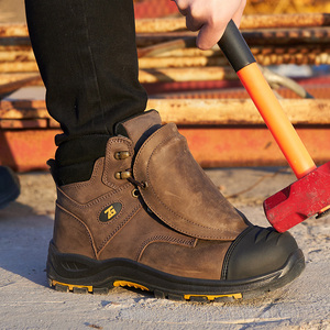 L611-Stivali da Lavoro in Pelle Crazy Horse con Punta Composita, Stivali Protettivi per Saldatura con Protezione Metatarsale per Uomo, Marrone - Product Image 6