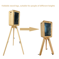 Draagbare houten fotohokje met dubbele touchscreen, geschikt voor iPad & DSLR, voor bruiloften, feesten, school evenementen en verhuur.