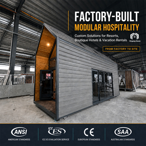 <span class=keywords><strong>Casa</strong></span> <span class=keywords><strong>Prefabricada</strong></span> Modular de Lujo con Estructura de Acero y Cristal, Diseño en A de 40 Pies, con Terraza para Vivienda Vacacional - Product Image 2