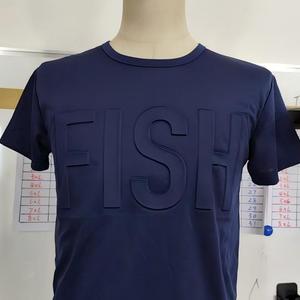 260GSM Heavyweight Fashion 3D Embossed T Shirt Premium 100% Combed Cotton Heavy Jersey Custom Embossed <b>Tshirt</b> for Men - Product Image 2