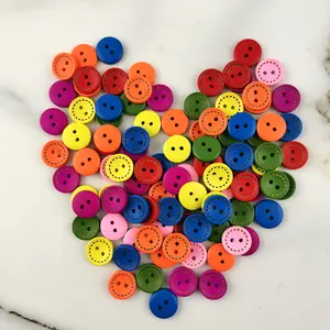 (100 Pcs/Pack) 2 Holes Mixed Colors Wood Buttons Maker For Craft Round Sewing Scrapbook Handwork DIY Home Decoration Wholesale