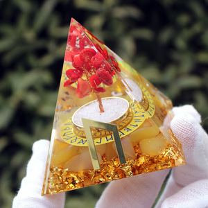 <b>Crystal</b> Pyramid Ornament With Rune <b>Tree</b> Resin Epoxy Home Decoration Diy Gift - Product Image 3