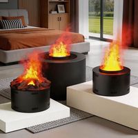 Cheminée électrique à vapeur d'eau atomisée 3D, forme ronde, remplissage automatique d'eau, sans flamme, sûre, flamme simulée, pour usage domestique
