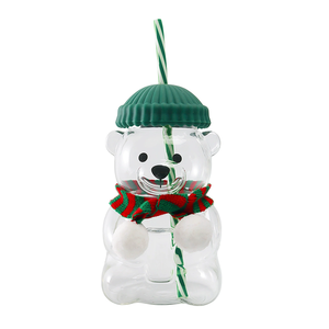 Taza <span class=keywords><strong>de</strong></span> Vidrio Creativa Estilo Ins a Precio Económico, Taza <span class=keywords><strong>de</strong></span> Osito <span class=keywords><strong>de</strong></span> Peluche Starbuck con Bufanda - Product Image 2