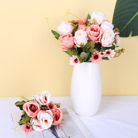 Fleurs artificielles de haute qualité, style européen, bouquet de roses bouclées à 5 têtes, décoration de banquet de mariage, fleurs de rose artificielles