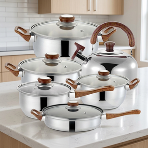 Juego de Ollas y Sartenes de Cocina de Diseño Moderno, 12 Piezas, con Tapa de Vidrio, Incluye Olla para Sopa y Sartén para Freír - Product Image 2