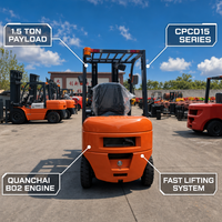 Chariot élévateur diesel compact mini 1,5 tonne pour l'industrie légère, machine de stockage de palettes en intérieur