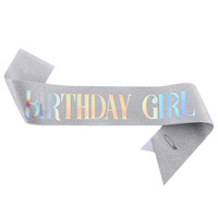 Écharpe scintillante de haute qualité pour anniversaire, ruban doré rose à porter sur l'épaule pour fêtes, vente en gros, écharpe de fête d'anniversaire pour fille