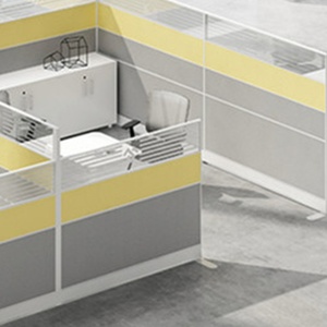 Modern 2-Person Modular Meeting <b>Table</b> with <b>Aluminum</b> Partition MDF Office Cubicle Workstation for Home or School Use - Product Image 4