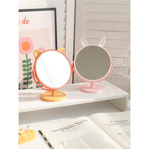 Miroir de maquillage mignon en forme d'oreilles de lapin, miroir rond de bureau pour la maison, le bureau, le dortoir des étudiants, cadeau - Product Image 1
