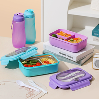Boîte à lunch isotherme en acier inoxydable avec compartiments en plastique, design à 2 compartiments, fourchette et cuillère, forme rectangulaire, récipient alimentaire pour la conservation de la fraîcheur