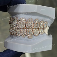 Grillz Hip Hop personnalisé, mosaïque galaxie sans défaut, pour dents supérieures et inférieures, certifié par une tierce partie, Or rose, Argent S925, 10K 14K 18K